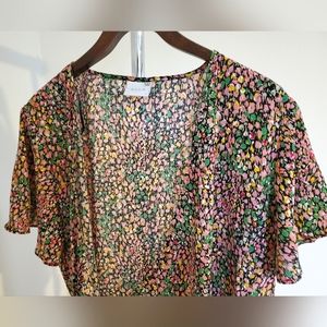 ASOS Vila Midi Wrap Dress with Short Sleeve (Ditsy Floral; EU 44/US 16)